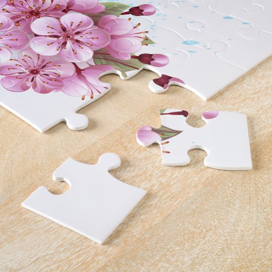 Puzzle Papillon à fleurs avec Sakura rose (Côté)