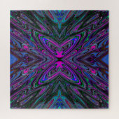 Puzzle Papillon Abstrait Magenta, Bleu et Vert Tripant (Horizontal)