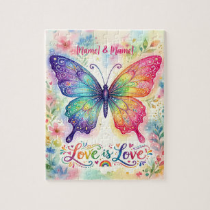 Puzzle Papillon arc-en-ciel à l'aquarelle "L'amour est l'