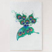 Puzzle Papillon aux plumes de paon vert (Vertical)
