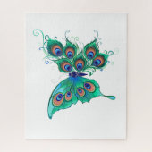 Puzzle Papillon aux plumes de paon vert (Vertical)