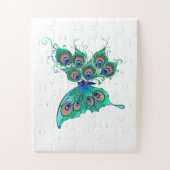 Puzzle Papillon aux plumes de paon vert (Vertical)