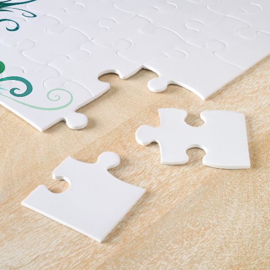 Puzzle Papillon aux plumes de paon vert (Côté)