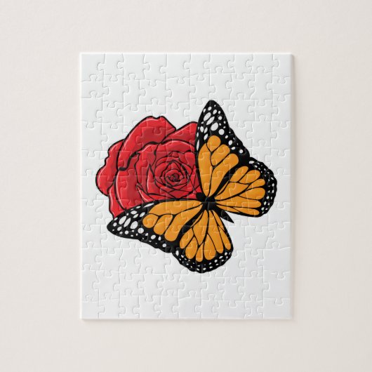 Puzzle Papillon avec Rose (Vertical)