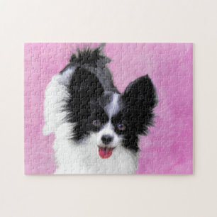 Puzzle Papillon (blanc et noir) Peinture - Chien Art