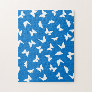 Puzzle Papillon blanc fond bleu motif esthétique