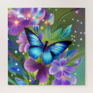 Puzzle Papillon bleu brillant dans Fairy Garden