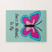 Puzzle Papillon bleu magenta rose | Ajouter du texte (Horizontal)