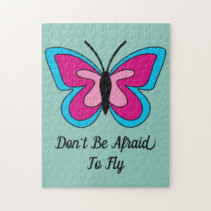 Puzzle Papillon bleu magenta rose Ajouter du texte