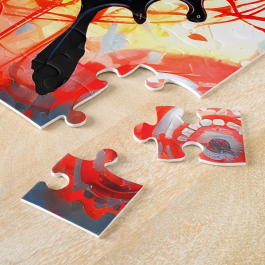 Puzzle Papillon bleu peint avec Arrière - plan d'engrenag (Côté)