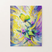Puzzle Papillon Brimstone avec huile de fleur de filet mo (Vertical)