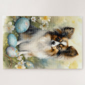 Puzzle Papillon Chien avec Oeufs de Pâques Fêtes (Horizontal)