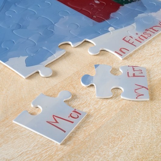 Puzzle Papillon Chien courant dans la neige avec Casquett (Côté)