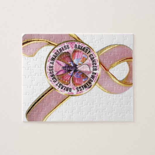 Puzzle Papillon de conscience de cancer du sein (Horizontal)