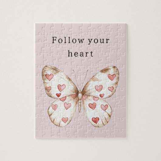 Puzzle Papillon des Coeurs roses (Vertical)