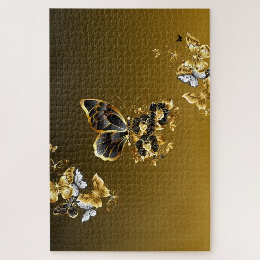Puzzle Papillon doré de minuit – Éclat botanique (Vertical)