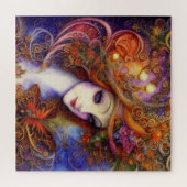 Puzzle Papillon Et Déesse De Jardin En Aquarelle Blues (Horizontal)