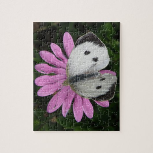Puzzle Papillon et Fleurs roses (Vertical)