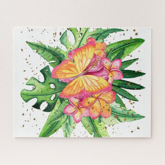 Puzzle Papillon et fleurs tropicaux (Horizontal)