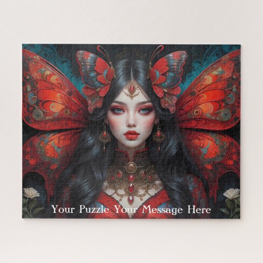 Puzzle papillon gothique rouge fille (Horizontal)