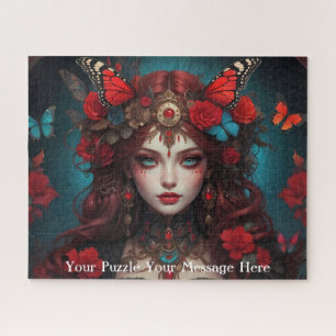 Puzzle papillon gothique rouge fille