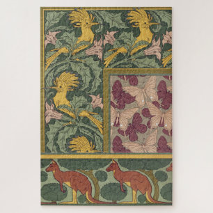 Puzzle Papillon Huppe Art Nouveau de couleur Vert Sauge
