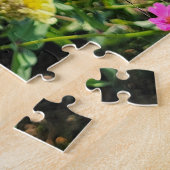 Puzzle Papillon jaune dans le jardin de Zinnia (Côté)