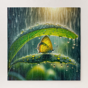 Puzzle Papillon jaune dans une douche à pluie