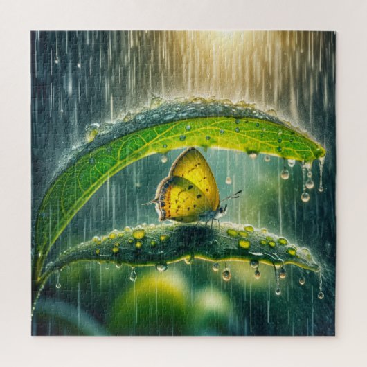 Puzzle Papillon jaune dans une douche à pluie (Vertical)