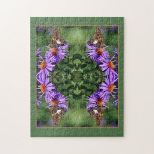 Puzzle Papillon Lady Peint Sur Aster Flower Abstrait