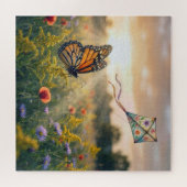 Puzzle Papillon Monarque Faisant Voler un Cerf-Volant (Horizontal)