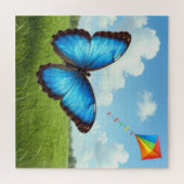 Puzzle Papillon Morpho Commun Faisant Voler un Cerf-Volan (Horizontal)