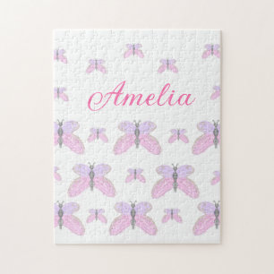 Puzzle Papillon pailleté violet rose ajoutez nom texte le