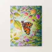 Puzzle Papillon pondant des œufs sous une feuille (Vertical)