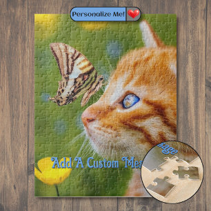 Puzzle Papillon rayé au petit chat orange