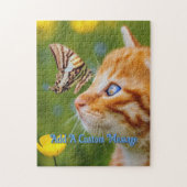Puzzle Papillon rayé au petit chat orange (Vertical)