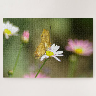 Puzzle Papillon rose et jaune floral