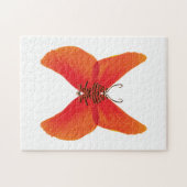 Puzzle Papillon rouge orange avec votre nom (Horizontal)