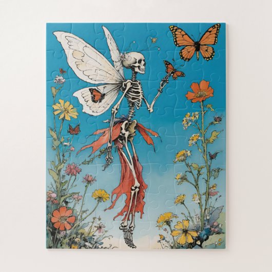 Puzzle Papillon squelette Fée avec Fleur sauvage (Vertical)