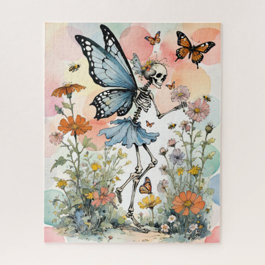 Puzzle Papillon squelette Fée avec Fleur sauvage (Vertical)