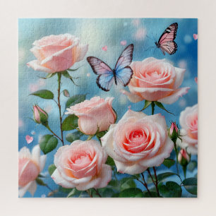 Puzzle Papillon Sur Fleur Rose