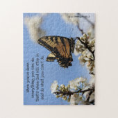 Puzzle Papillon sur fleurs blanches avec versets d'écritu (Vertical)