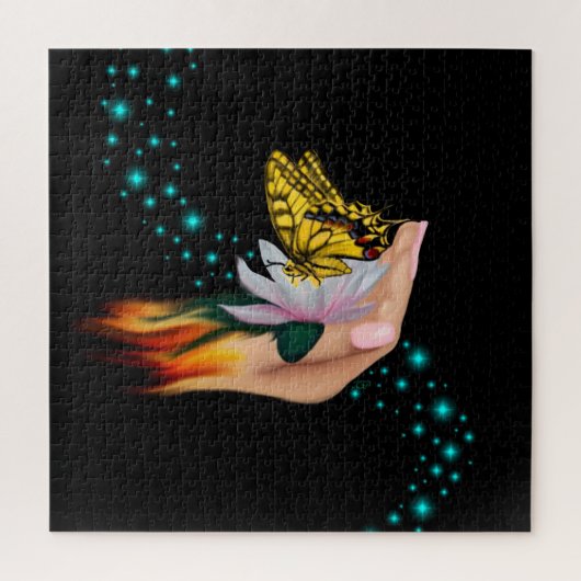 Puzzle Papillon sur Lotus Bloom (Vertical)
