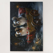 Puzzle Papillon Traîneau enneigé Décoration de Noël (Vertical)