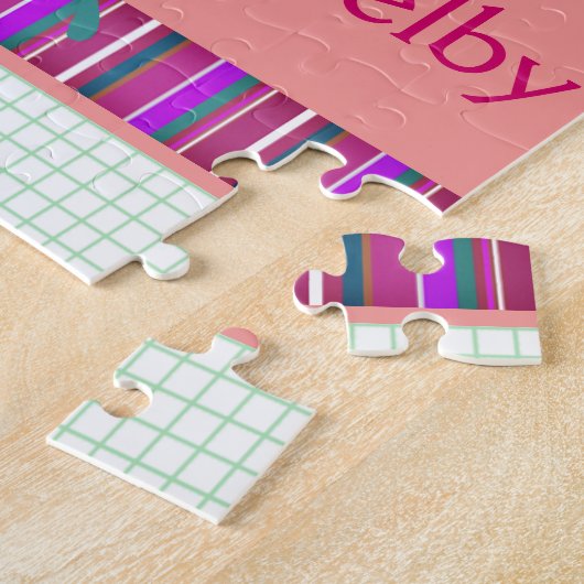 Puzzle Papillon turquoise avec nom (Côté)