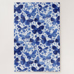 Puzzle Papillons Aquarelle Bleu<br><div class="desc">Peinture à papillon bleu indigo pour vous garder perplexe pendant un moment.</div>