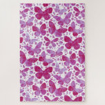 Puzzle Papillons Aquarelle Magenta Rose<br><div class="desc">Peinture à papillon couleur rose magenta pour vous garder perplexe pendant un moment.</div>