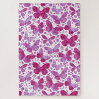 Papillons Aquarelle Magenta Rose