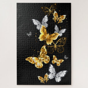 Puzzle Papillons blancs et dorés