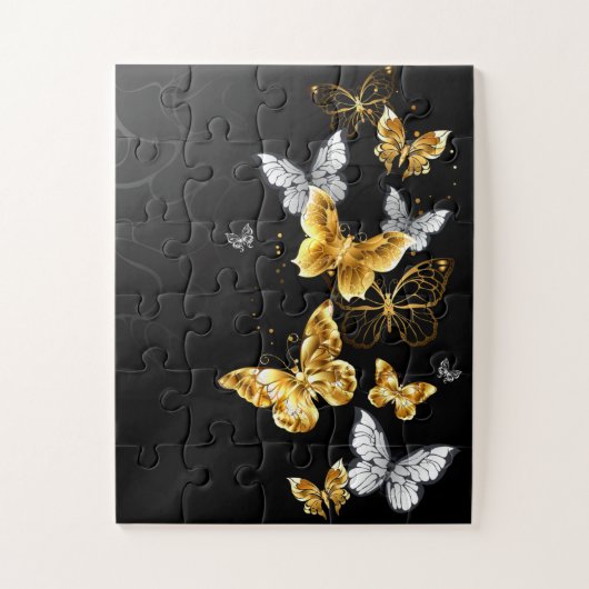 Puzzle Papillons blancs et dorés (Vertical)